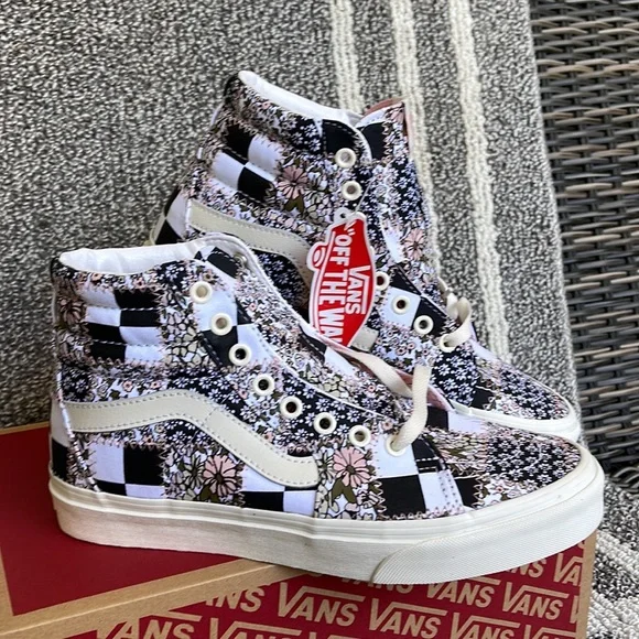 Vans Sk8-Hi Patchwork Floral Multi Marshmallow Pink MENS - Picture 7 of 16